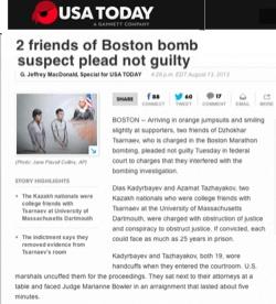 Kadyrbayev Arraignment August 2013 UK USA Today